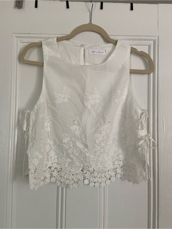All in Favor Tops - All in Favor Cream Floral Embroidered Lace Crop Top